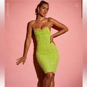 Oh Polly Embellished Green Bodycon Dress